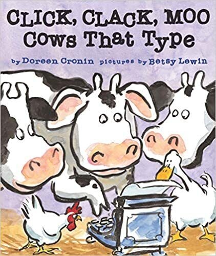 Product Description: The quirky, hilarious farmyard tale that started it all from New York Times bestselling duo of Doreen Cronin and Betsy Lewin Now the inspiration for a new Christmas special, CLICK, CLACK, MOO: Christmas on the Farm . Farmer Brown has a problem. His cows like to type. All day long he hears: Click, clack, moo. Click, clack, moo. Click, clack, moo. But Farmer Brown's problems REALLY begin when his cows start leaving him notes Come join the fun as a bunch of literate cows turn Farmer Brown's farm upside-down</br> Click, Clack, Moo Cows that Type